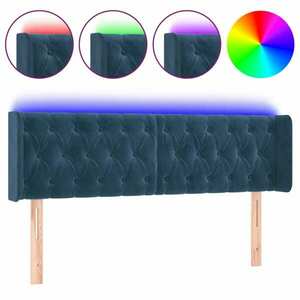 vidaXL sötétkék bársony LED-es fejtámla 163 x 16 x 78/88 cm kép
