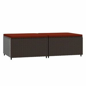 vidaXL 2 db barna polyrattan kerti lábtartó párnával kép