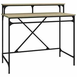 vidaXL sonoma tölgyszínű szerelt fa és vas íróasztal 100 x 50 x 90 cm kép