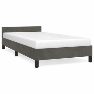 Sötétszürke bársony ágykeret fejtámlával 100x200 cm kép