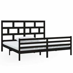 vidaXL fekete tömör fenyőfa ágykeret 200 x 200 cm kép