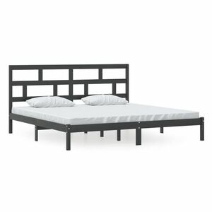 vidaXL fekete tömör fenyőfa ágykeret 200 x 200 cm kép