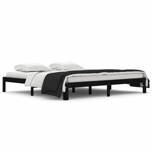 vidaXL fekete tömör fenyőfa ágykeret 200 x 200 cm kép