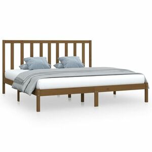 vidaXL mézbarna tömör fenyőfa ágykeret 200 x 200 cm kép