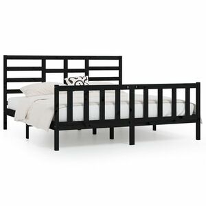 vidaXL fekete tömör fenyőfa ágykeret 200x200 cm kép