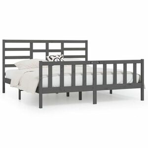 vidaXL szürke tömör fenyőfa ágykeret 200x200 cm kép