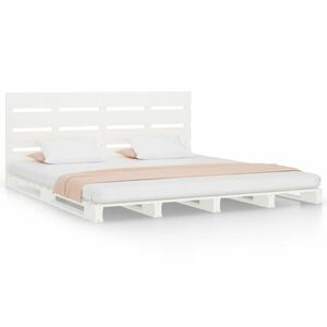 vidaXL fehér tömör fenyőfa ágy matrac nélkül 120 x 200 cm kép