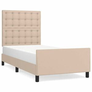 Cappuccino színű műbőr ágykeret fejtámlával 100x200 cm kép