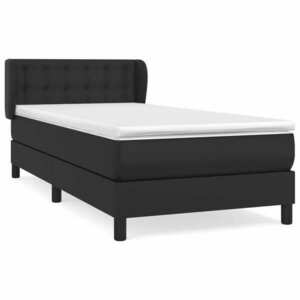 vidaXL fekete műbőr rugós ágy matraccal 90 x 200 cm kép
