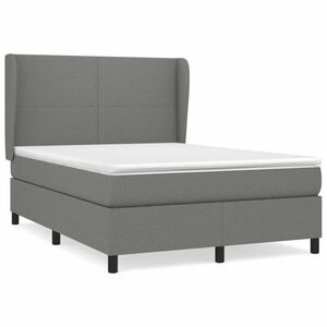 vidaXL sötétszürke szövet rugós ágy matraccal 140 x 190 cm kép