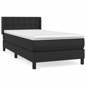 vidaXL fekete műbőr rugós ágy matraccal 90 x 200 cm kép