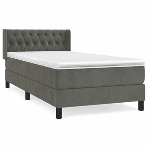 vidaXL sötétszürke bársony rugós ágy matraccal 90x190 cm kép