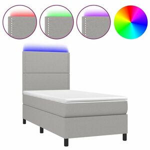 vidaXL világosszürke szövet rugós és LED-es ágy matraccal 100x200 cm kép