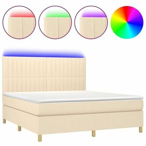 vidaXL krémszínű szövet rugós és LED-es ágy matraccal 180 x 200 cm kép