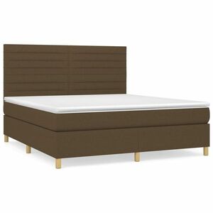 vidaXL sötétbarna szövet rugós ágy matraccal 160 x 200 cm kép