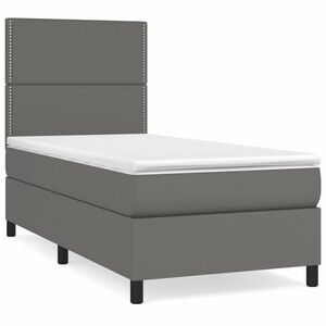 vidaXL szürke műbőr rugós ágy matraccal 90x190 cm kép
