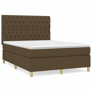 vidaXL sötétbarna szövet rugós ágy matraccal 140 x 190 cm kép