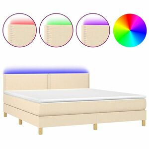 vidaXL krémszínű szövet rugós és LED-es ágy matraccal 180 x 200 cm kép