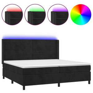 vidaXL fekete bársony rugós és LED-es ágy matraccal 200x200 cm kép