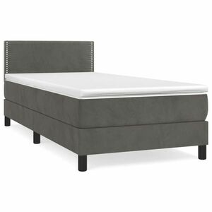 vidaXL sötétszürke bársony rugós ágy matraccal 90x190 cm kép