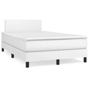 vidaXL fehér műbőr rugós ágy matraccal 120 x 200 cm kép
