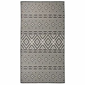 vidaXL fekete csíkos lapos szövésű kültéri szőnyeg 80 x 150 cm kép