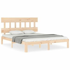 vidaXL tömör fa ágykeret fejtámlával King Size kép