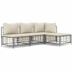 vidaXL 4-részes antracitszürke polyrattan kerti ülőgarnitúra párnákkal kép