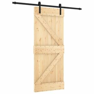 vidaXL tömör fenyőfa tolóajtó fémszerelék szettel 85x210 cm kép