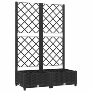 vidaXL fekete polipropilén rácsos kerti ültetőláda 80 x 40 x 121, 5 cm kép