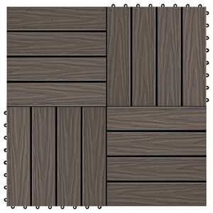 vidaXL 11 db (1 m2) sötétbarna dombornyomott WPC burkolólap 30x30 cm kép