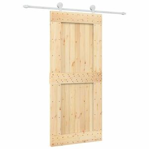 vidaXL tömör fenyőfa tolóajtó fémszerelék szettel 90 x 210 cm kép