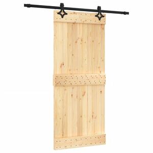vidaXL tömör fenyőfa tolóajtó fémszerelék szettel 90 x 210 cm kép
