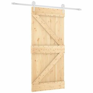 vidaXL tömör fenyőfa tolóajtó fémszerelék szettel 95 x 210 cm kép
