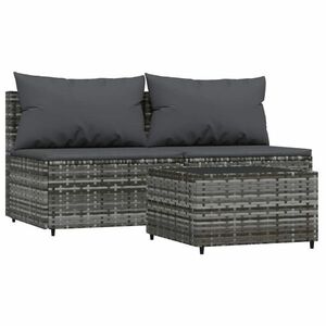 vidaXL 3 részes szürke polyrattan kerti ülőgarnitúra párnákkal kép
