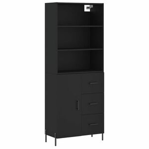 vidaXL fekete szerelt fa magasszekrény 69, 5 x 34 x 180 cm kép