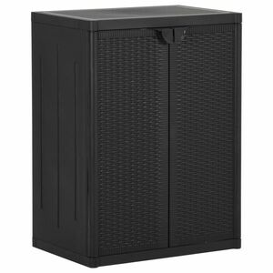 vidaXL fekete PP rattan kerti tárolószekrény 65 x 45 x 88 cm kép