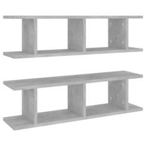 vidaXL 2 db betonszürke szerelt fa fali polc 75 x 18 x 20 cm kép