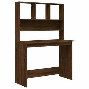 vidaXL barna tölgy szerelt fa íróasztal polcokkal 102 x 45 x 148 cm kép
