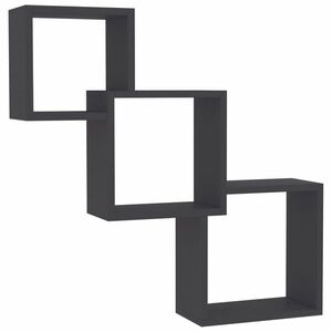 vidaXL szürke kocka alakú szerelt fa fali polcok 68x15x68 cm kép
