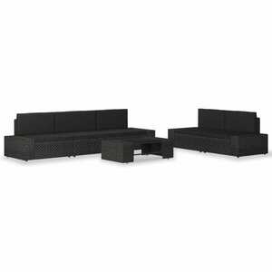 vidaXL 6 részes fekete polyrattan kerti ülőgarnitúra kép