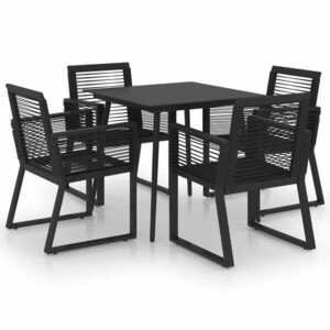 5 részes fekete pvc rattan kültéri étkezőgarnitúra kép
