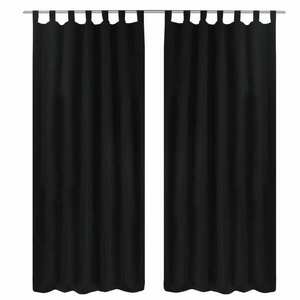 vidaXL 2 db fekete mikroszatén függöny karikákkal 140 x 225 cm kép