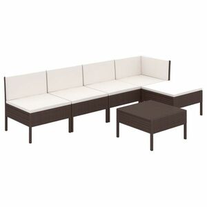 vidaXL 6 részes barna polyrattan kerti bútorszett párnákkal kép