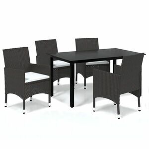 5 részes barna polyrattan kerti étkezőgarnitúra kép