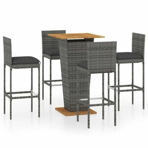 vidaXL 5 darabos szürke polyrattan kerti bárszett párnákkal kép