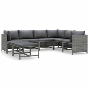 vidaXL 8 részes szürke polyrattan kerti ülőgarnitúra párnákkal kép