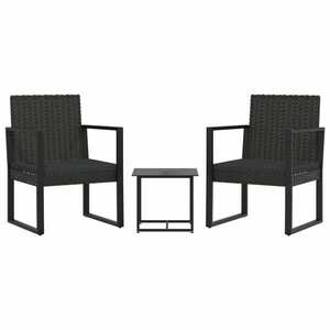 vidaXL 3 részes fekete polyrattan kerti ülőgarnitúra párnákkal kép
