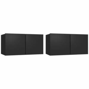vidaXL 2 db fekete függő TV-szekrény 60 x 30 x 30 cm kép