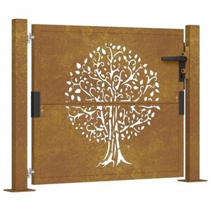 Rozsdaszínű famintás corten acél kerti kapu 105 x 105 cm kép